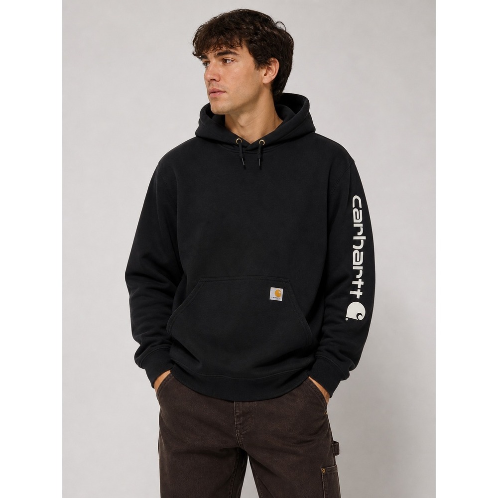 Carhartt Mens Loose Fit Graphic Sleeve Hoodie Black K288 2XL Pullover Sweatshirt